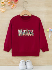 Floral Sheep Cartoon Girls Round Neck Sweatshirt Toddler Kids Tops Pullover