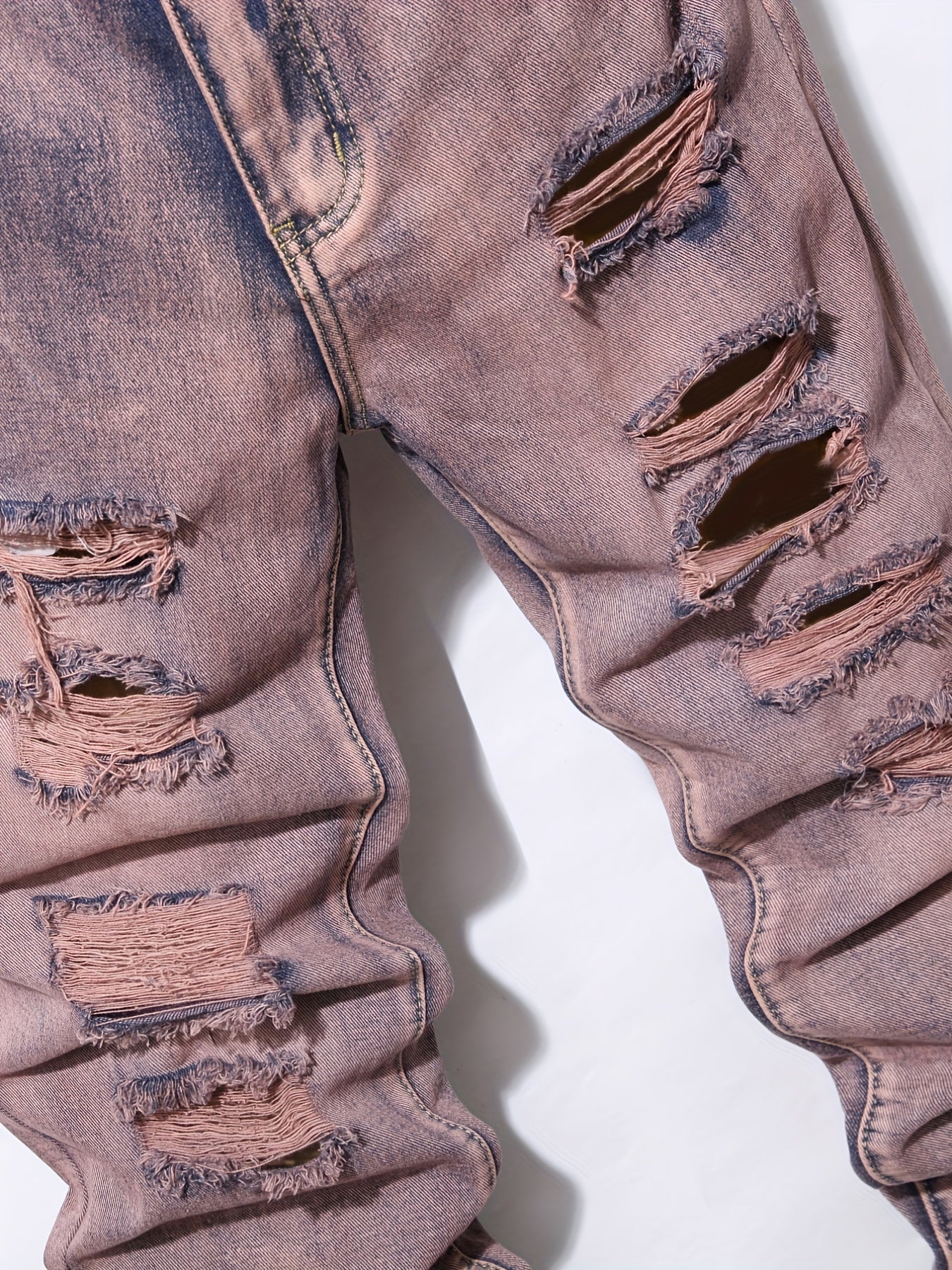 Slim Fit Ripped Jeans Mens Distressed Denim Pants