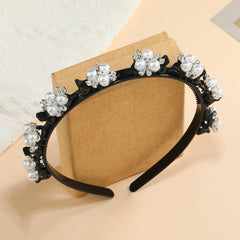 Faux Pearl Hair Band Weave Bangs Clips Bridal Crown Ti