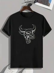 Bull Print Men's Graphic T shirt Casual Comfy Tees For Summer Mens Clothing
