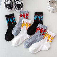 6pcs Kids Flame Print Socks & Gray
