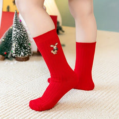 3 Pairs Kids Cartoon Crew Socks Lucky Christmas Warm Cozy Winter Children Sock