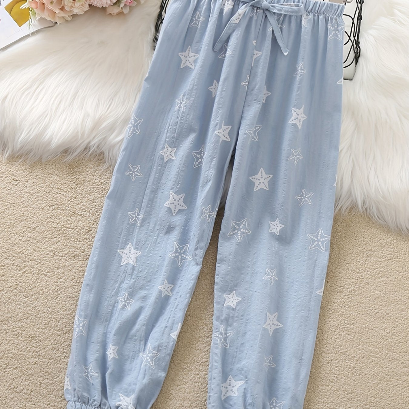 Girls' Stars Graphic Baggy Fit Casual Joggers