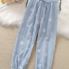 Girls' Stars Graphic Baggy Fit Casual Joggers
