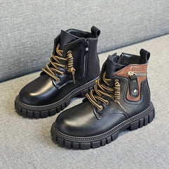 Boys Ankle Lace Up Non Slip Boots Lightweight for Indoor Outdoor Travel
