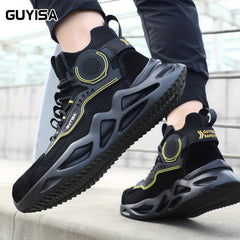 Men's Steel Toe High Top Work Safety Shoes Anti smashing Industrial Shoes