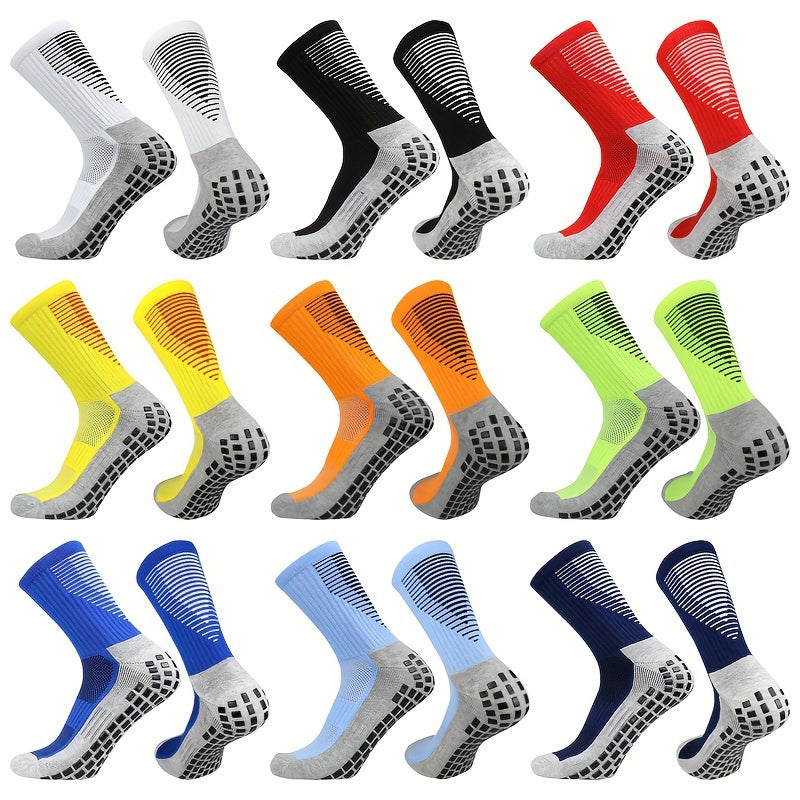 3 Pairs Non Slip Soccer Socks Breathable Outdoor Sports Crew Socks