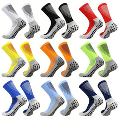 3 Pairs Non Slip Soccer Socks Breathable Outdoor Sports Crew Socks