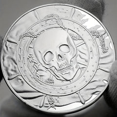 Skeleton Pirate Whale Silver Coin with Skull