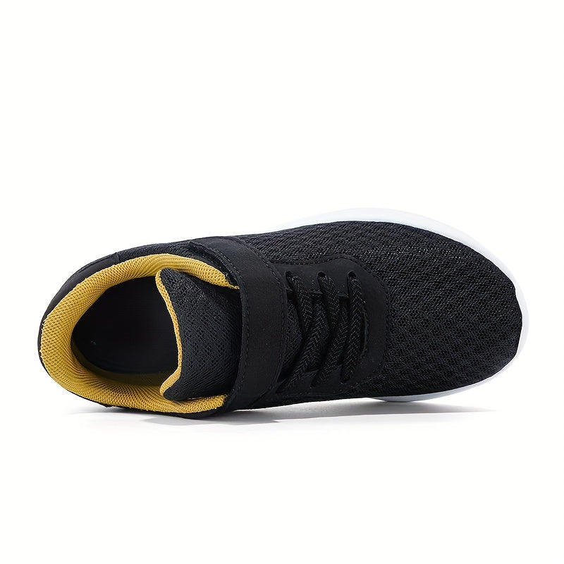 Kid's Mesh Running Shoes Hook Loop Fastener Breathable Shock Absorption Sneakers