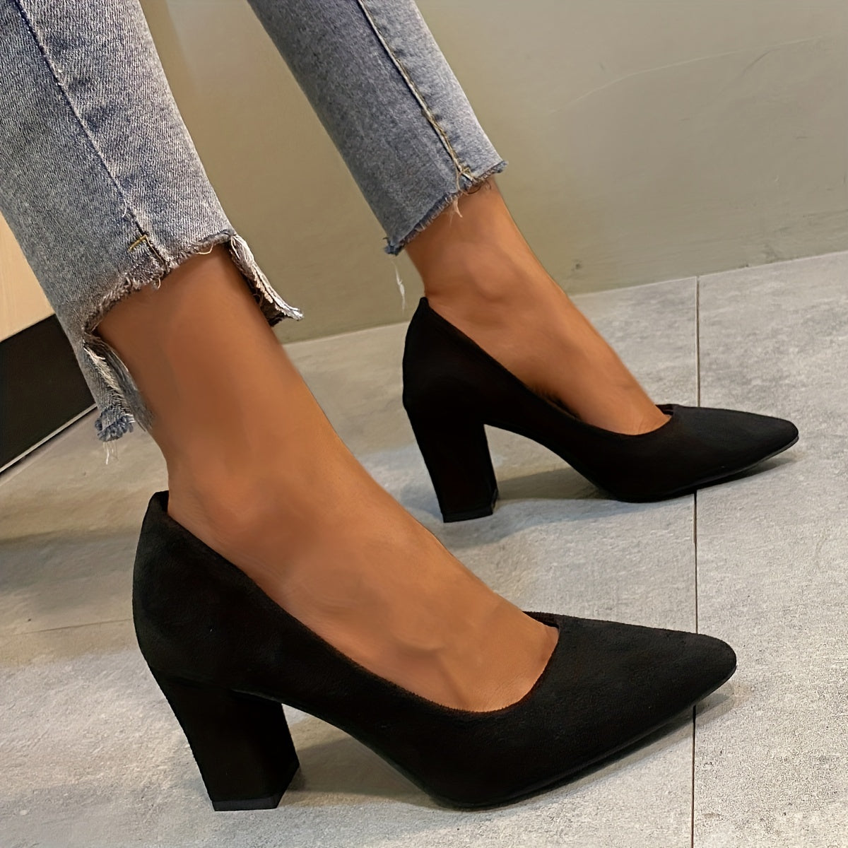 Women's Block Heel Pointed Toe Dress Pumps Work Shoes