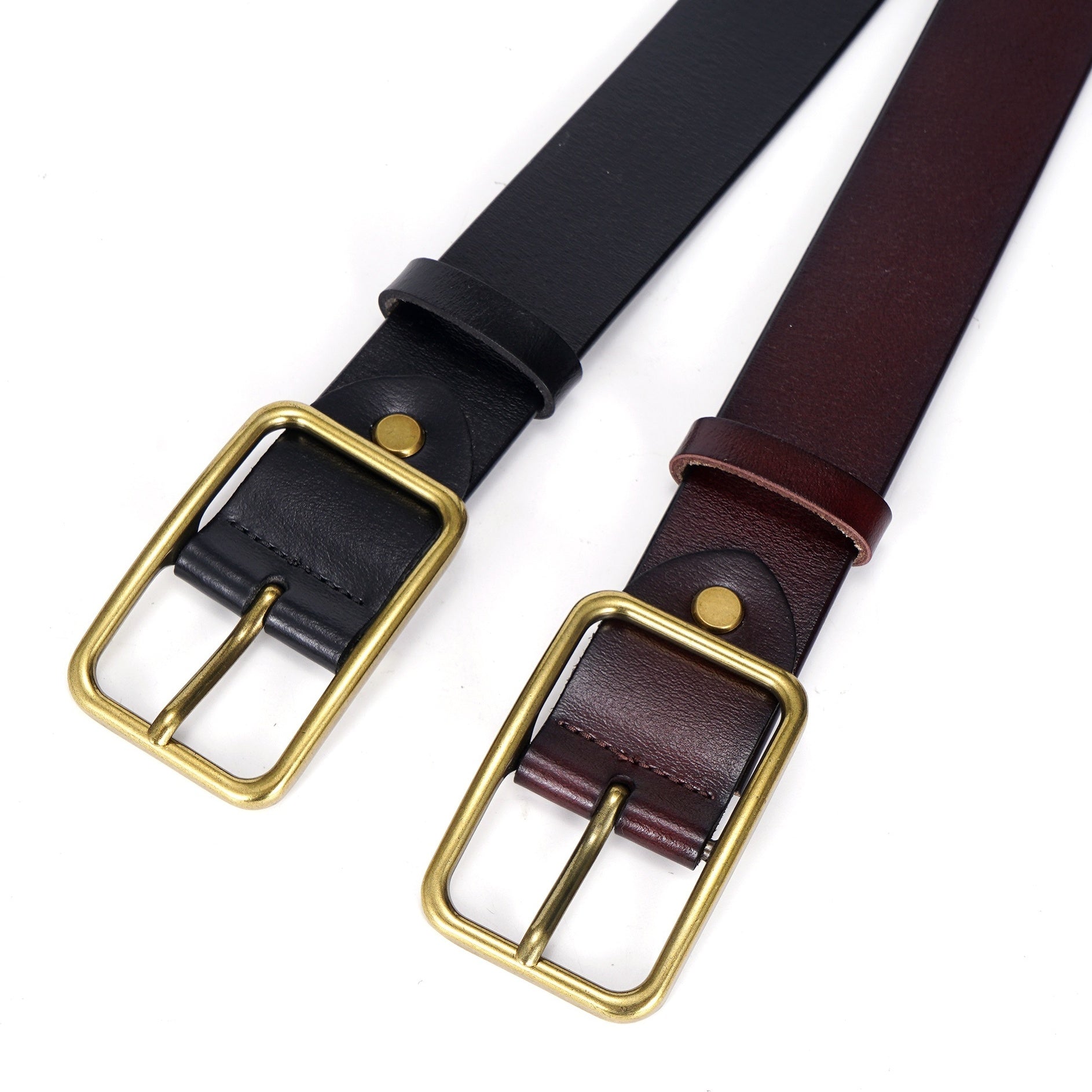 Leather Belt Rectangular Pin Buckle Vintage Solid Unisex Casual
