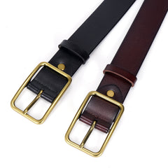 Leather Belt Rectangular Pin Buckle Vintage Solid Unisex Casual