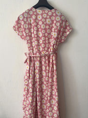 Floral Wrap Belted Dress V Neck Short Sleeve Women's Clothing