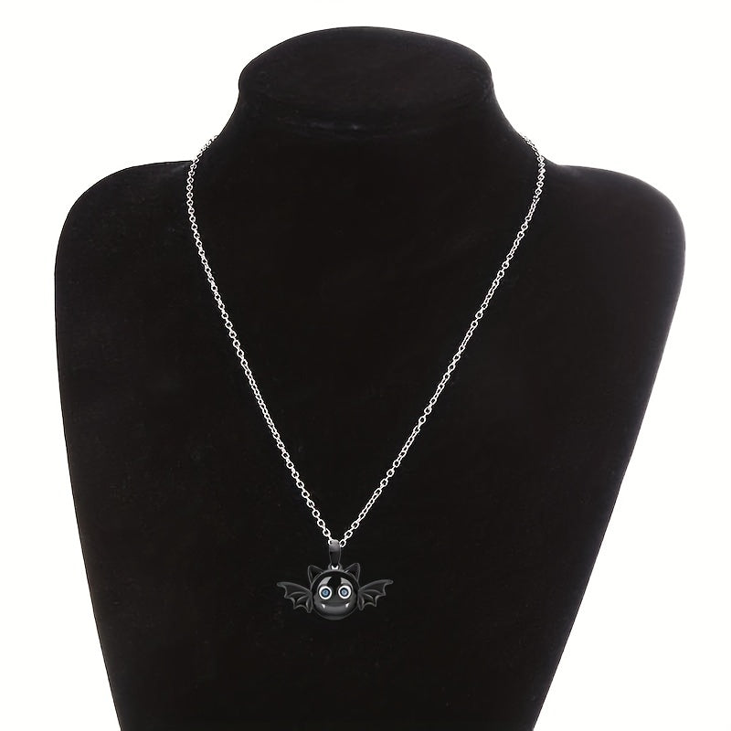Girl's Bat Pendant Necklace Zircon Halloween Gift