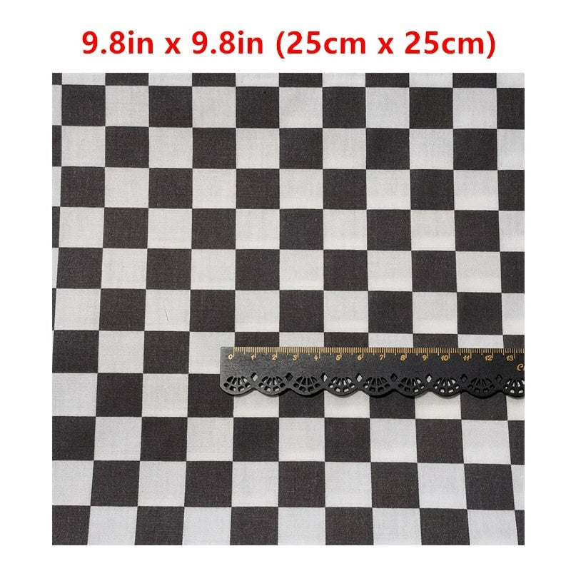 8pcs Checkerboard Fabric 9.8x9.8in Buffalo Check Cotton Fabric for Sewing DIY