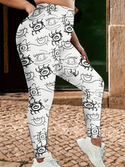 Women's Plus Abstract Print High Rise Stretchy Gym Yoga Pants