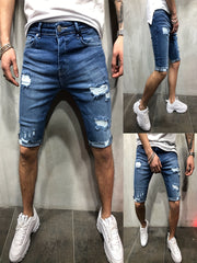 Men's Skinny Fit Ripped Denim Shorts