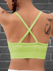 Leopard Print Crop Tank Top Round Neck High Stretch Spaghetti Straps