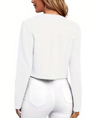 Solid Open Front Long Sleeve Cardigan for Women