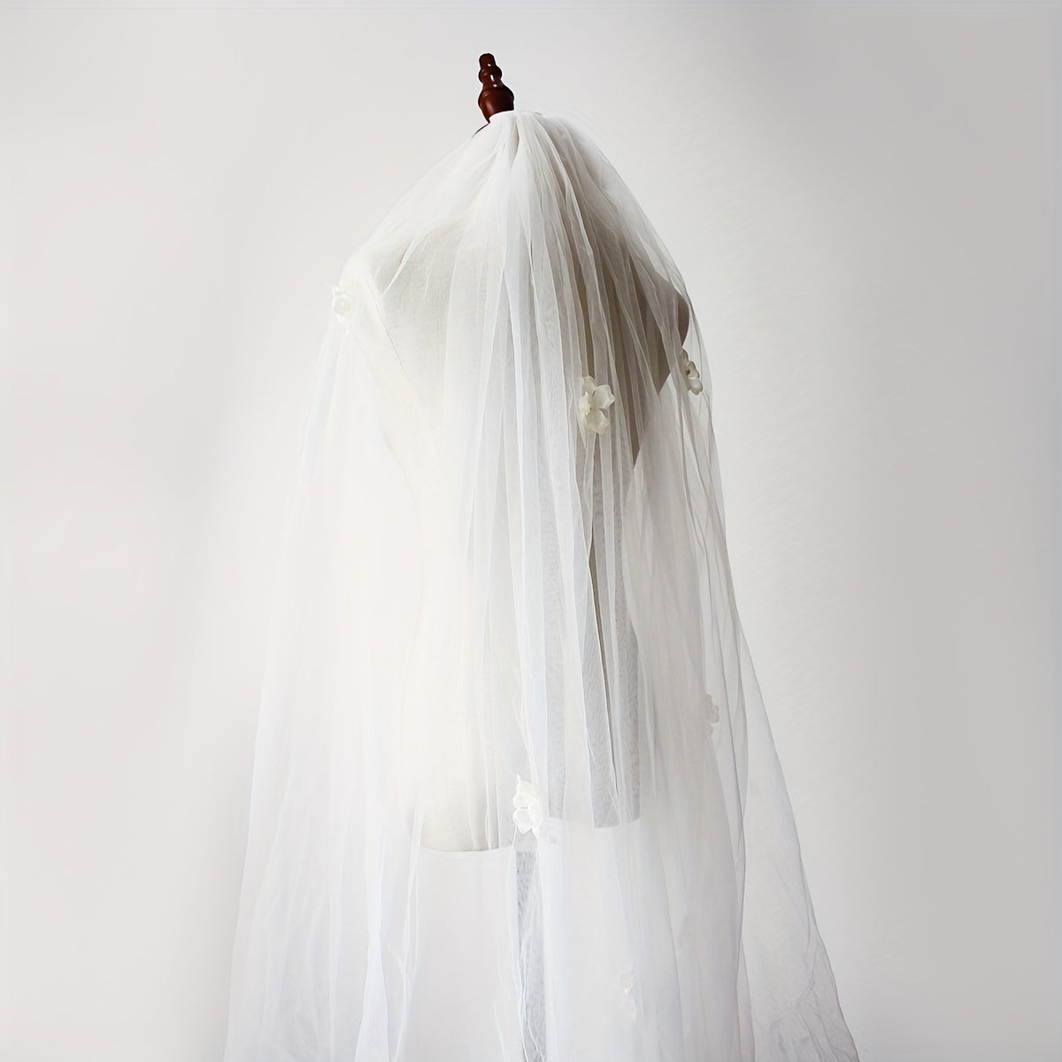 Cathedral Style Bridal Veil with Comb Inlaid Flower