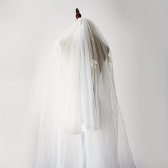 Cathedral Style Bridal Veil with Comb Inlaid Flower