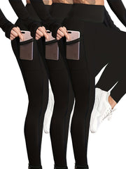 3 Pack Plus Size Sports Leggings Set Women's Plus Size Yoga Pants 3pcs Set