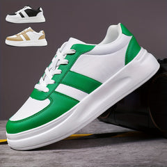 Men's Block Low Top Lace up Skate Shoes Outdoor Anti skid Platform Walking Shoes