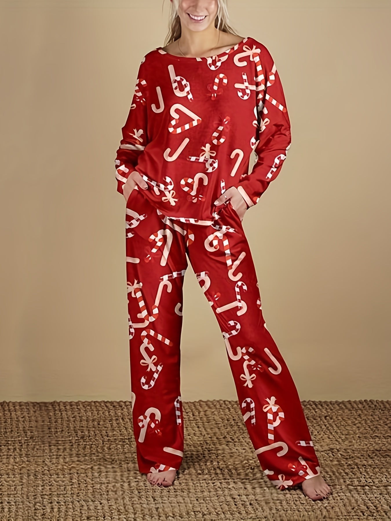Christmas Print Lounge Set for Women