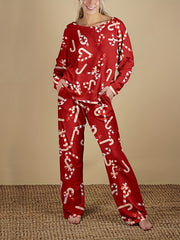 Christmas Print Lounge Set for Women