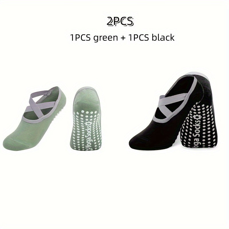 Solid Cross Strap Ankle Socks Non slip Yoga Sports Socks