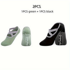 Solid Cross Strap Ankle Socks Non slip Yoga Sports Socks