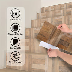 Classic Wood Grain Pattern Stair Stickers Self-adhesive Wallpaper