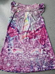 Girl's 3D Pony Princess Dress Butterfly Sleeve Crew Neck