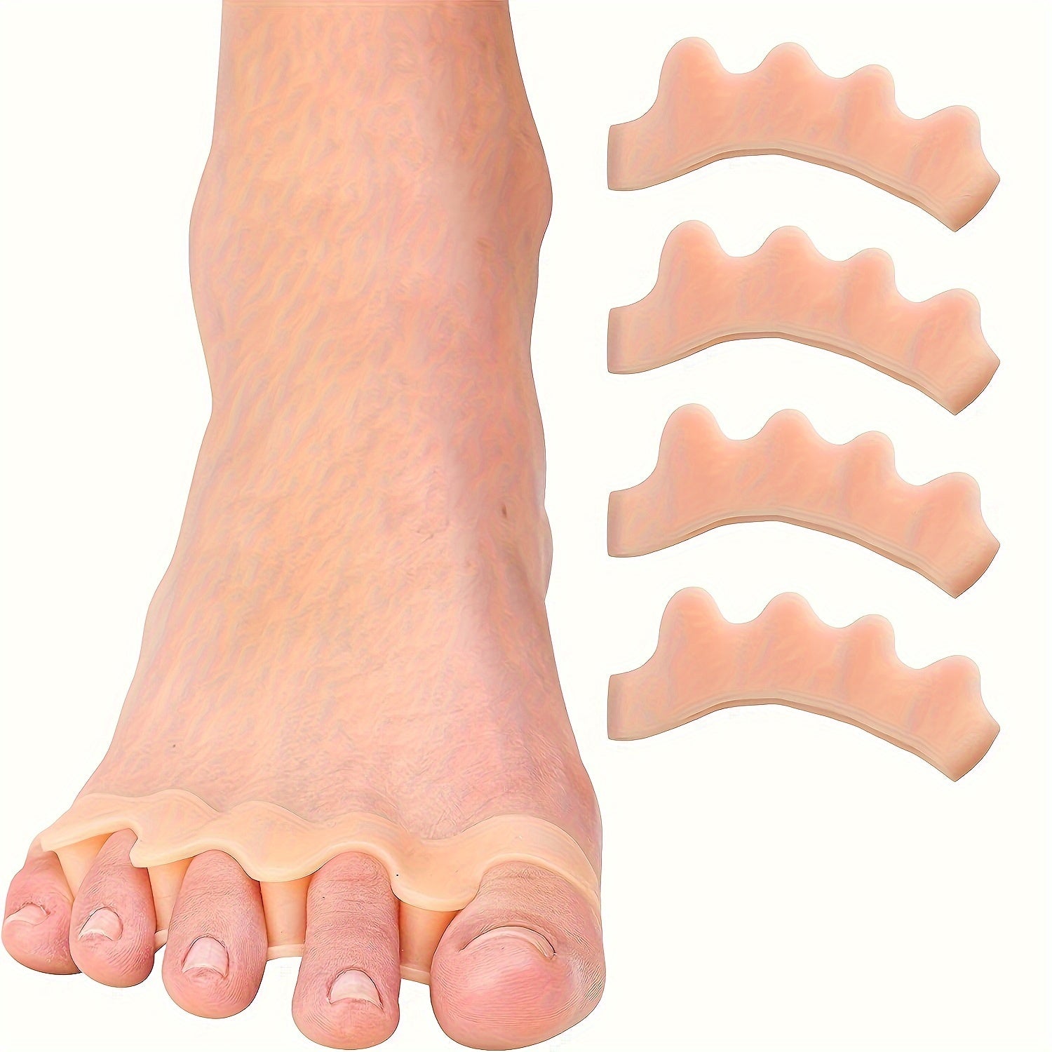 4pc Silicone Toe Spacers for Bunion & Hammertoe Straighteners