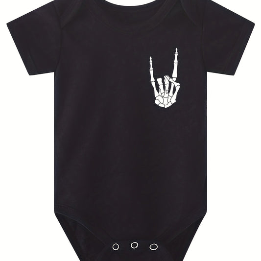 Funny Skull Hand Baby Romper Short Sleeve Bodysuit