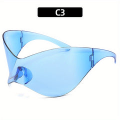 Oversized Wrap Around Sunglasses Gradient Lens Y2K Futuristic Eyewear