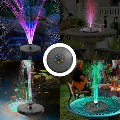 Solar Fountain with Lights, 8 Nozzles for Bird Bath, Pond, Fish Tank