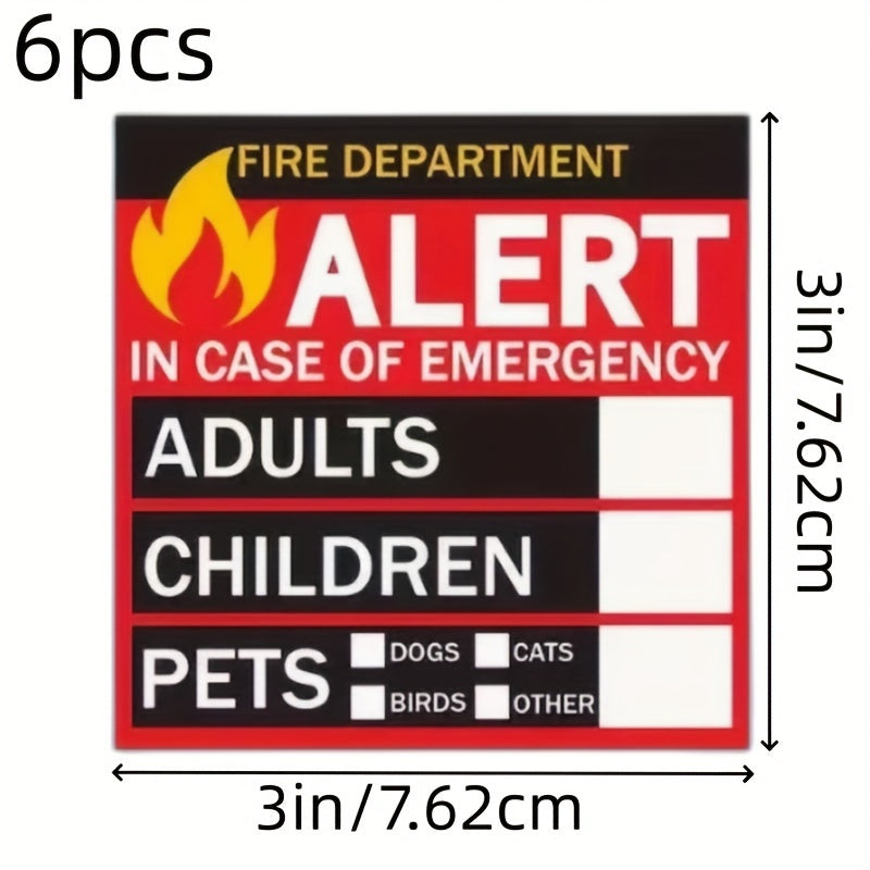 6pcs Emergency Siren And Pet Stickers - Save Our Pet Window Stickers