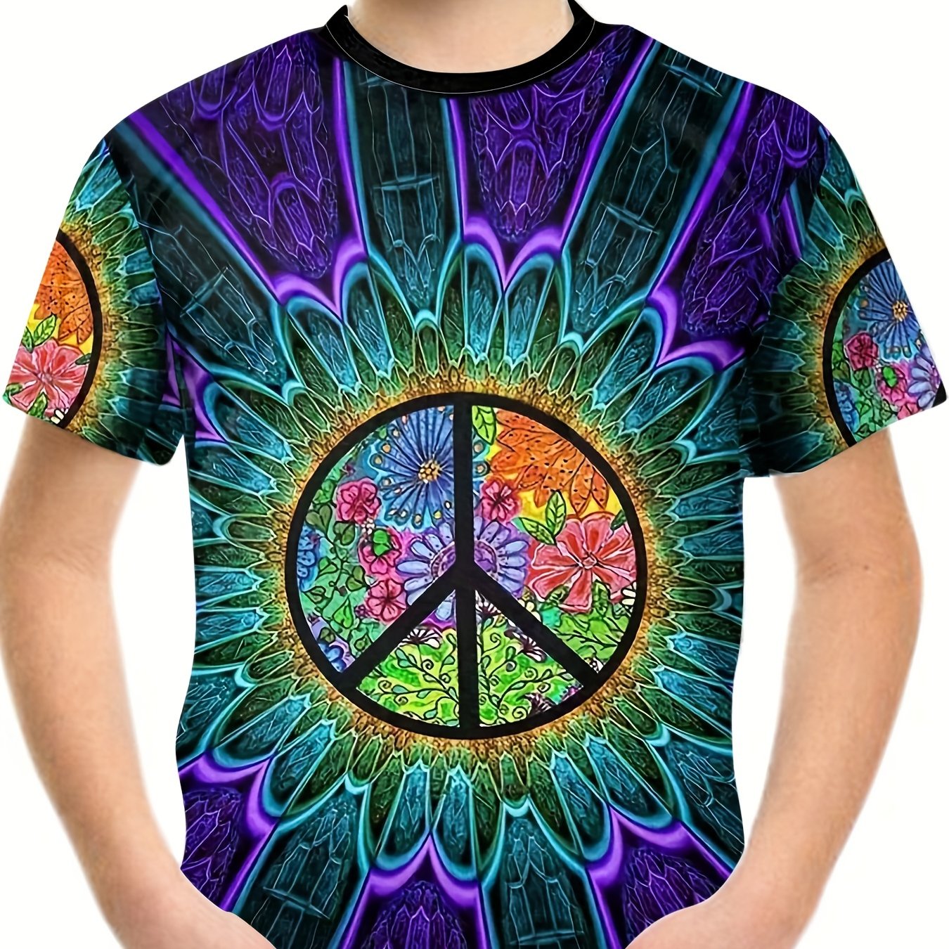 Boy's Peace Symbol Graphic T shirt Casual Tee for Summer Outdoor
