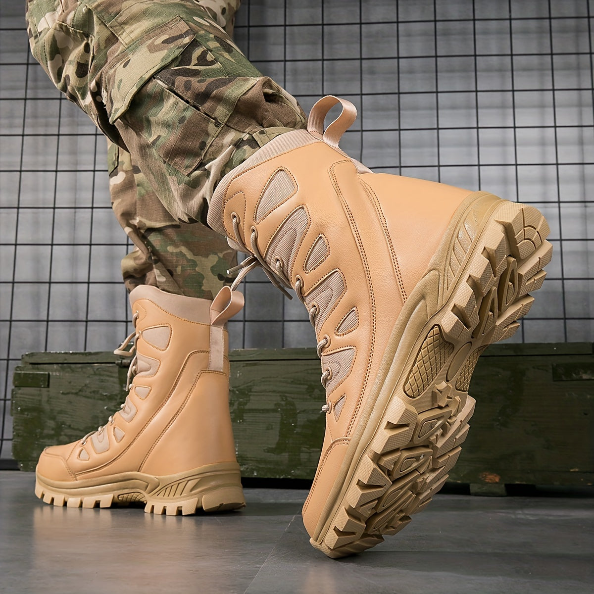 Boy's Waterproof High Top Tactical Work Boots for Hiking