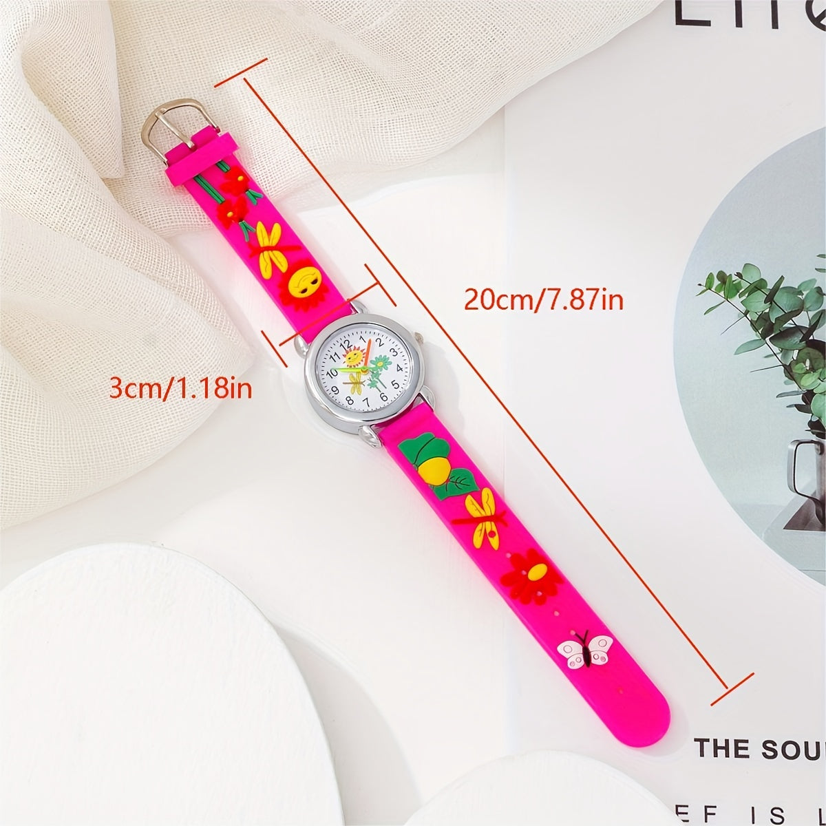 Girls Sunflower Butterfly Dragonfly Watch with Silicone Belt