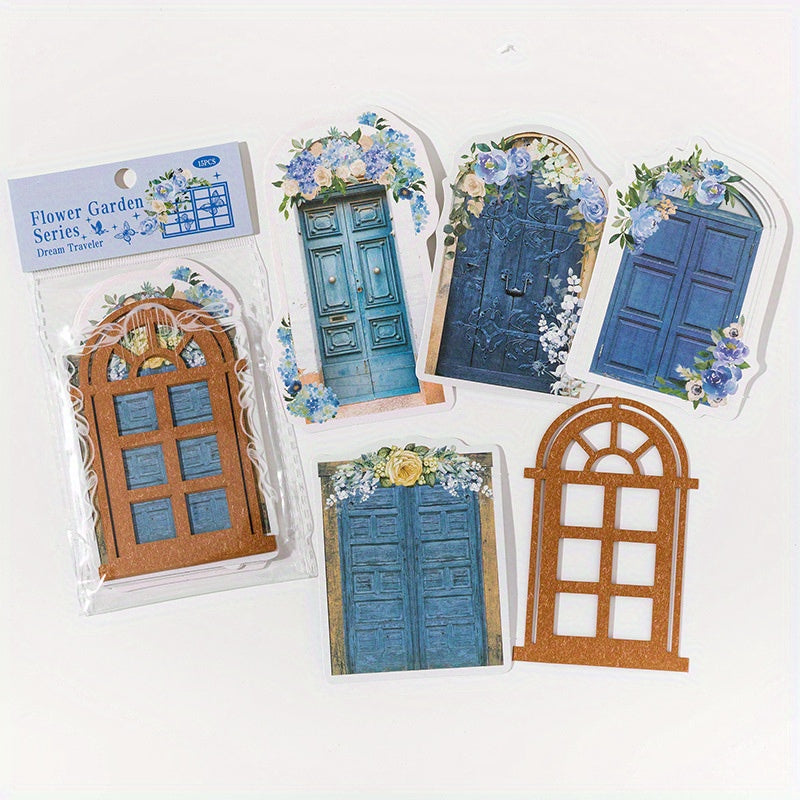 15 Sheets Retro Flower Window Diary DIY Material Collage Card Flower Space Yard