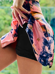 Tie Dye Sports Skort Wide Waistband Built in Shorts Fitness Skort