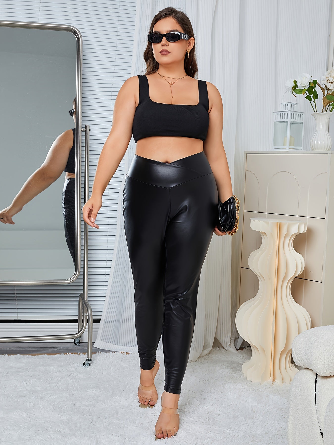 Faux Leather High Rise Leggings