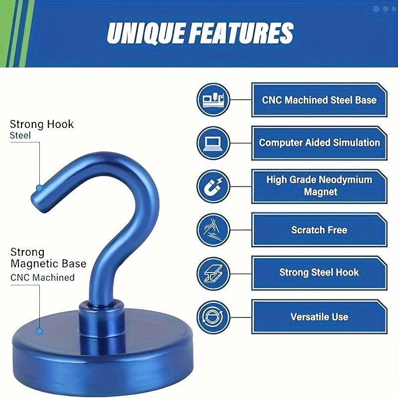2pcs Heavy Duty Magnetic Hook Ultra Strong Neodymium Industrial Hook