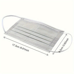 100pcs Grey Disposable Face Masks 3 Ply Nose Mouth Cover Elastic Ear Loop