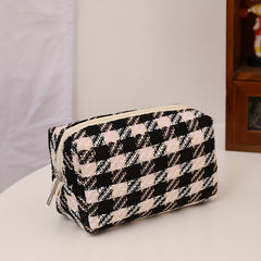 Plaid Pattern Makeup Bag Zipper Pouch Toiletry Organizer Women Girls