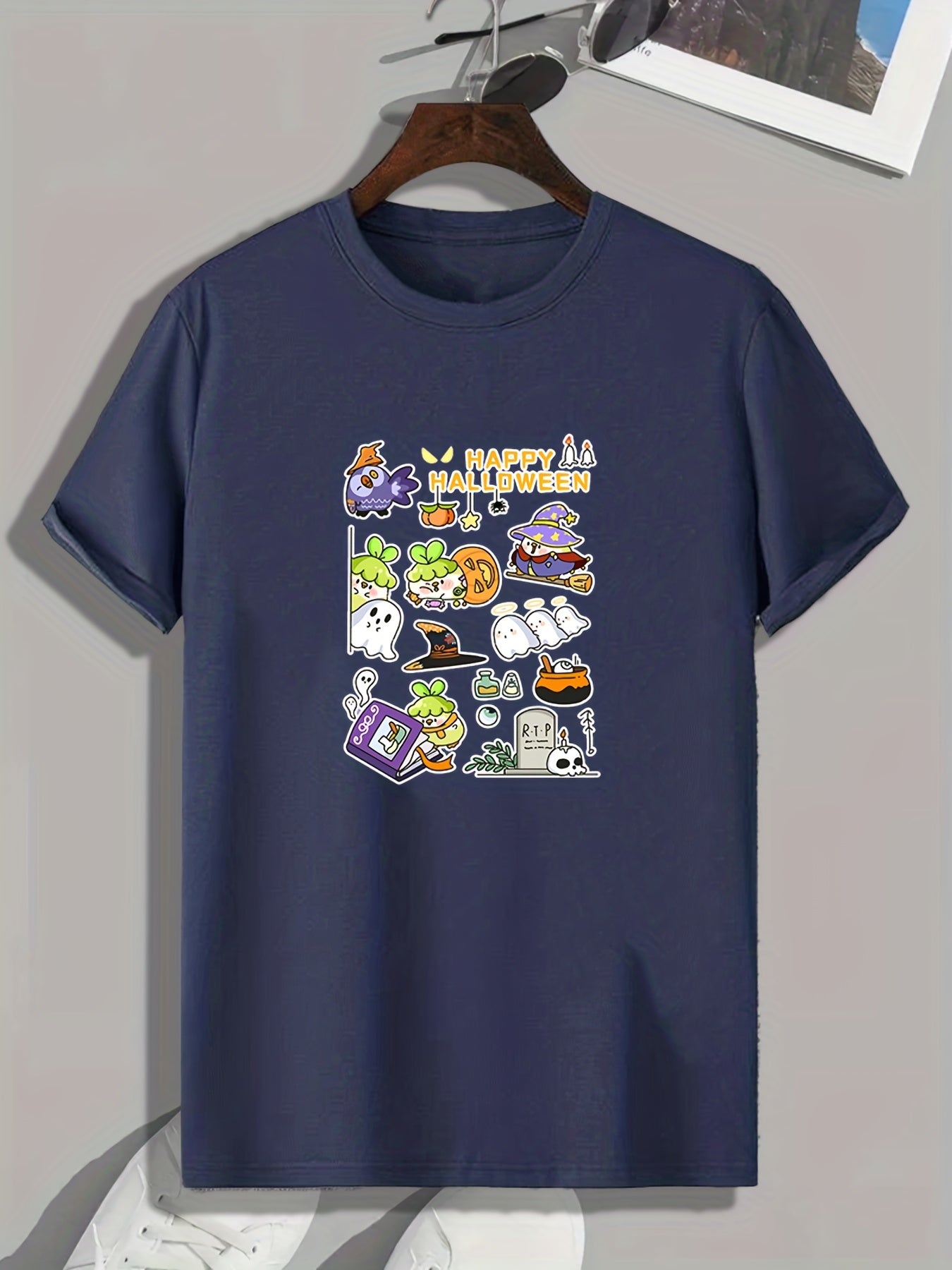 Men's Halloween Doodle Pattern T-shirt Active Tee