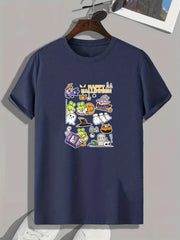 Men's Halloween Doodle Pattern T-shirt Active Tee